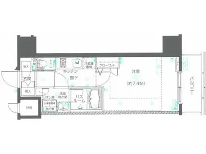 ZOOM東新宿(1K/9階)の間取り写真