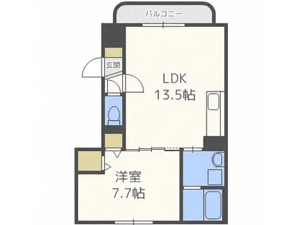 ウィングアベニュー(1LDK/4階)の間取り写真