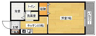 ハイム上安(1K/1階)の間取り写真
