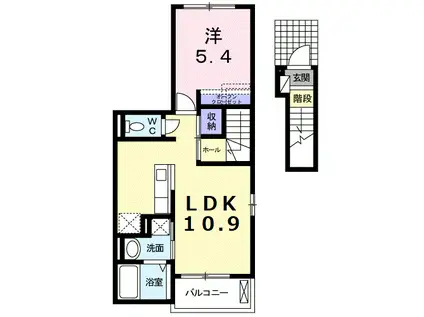 ルミエール I(1LDK/2階)の間取り写真