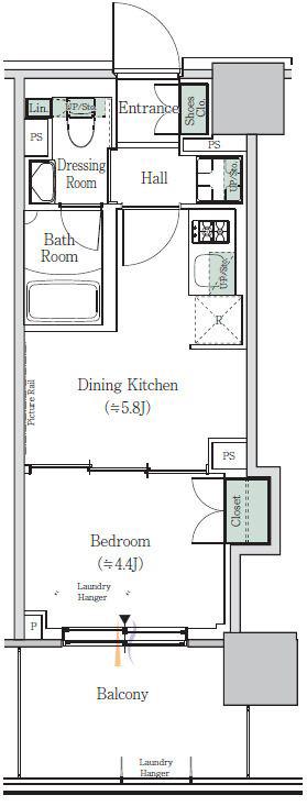 ONE ROOF RESIDENCE NISHI NIPPORI(1DK/4階)の間取り写真