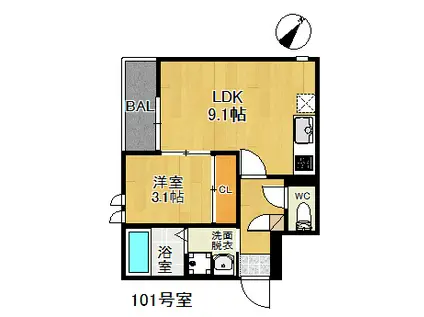 GRANDTIC NOZOMI(1LDK/1階)の間取り写真