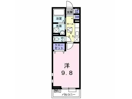 セレノ城南A(1K/1階)の間取り写真