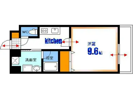 アンフィニ河原町(1K/8階)の間取り写真