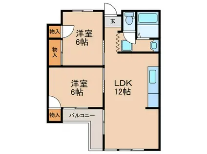 扶桑BLD船津町(2LDK/5階)の間取り写真