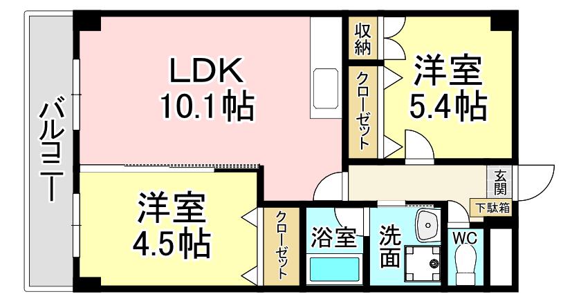 ヴィリアパス(2LDK/3階)の間取り写真