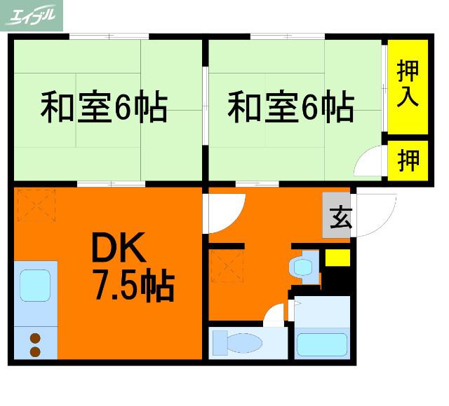 タウニィ小橋(2DK/1階)の間取り写真
