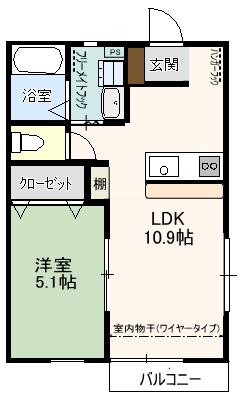 ガーデンハウスA(1LDK/2階)の間取り写真
