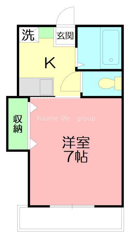 クレール中原(1K/1階)の間取り写真