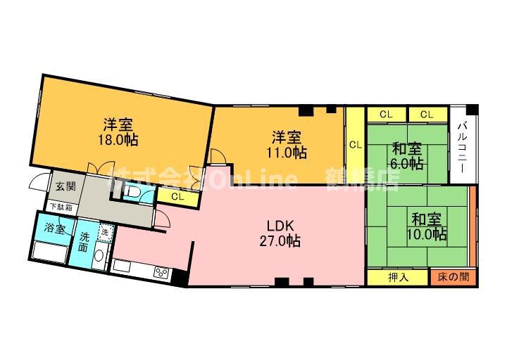 幸田マンション新深江(4LDK/2階)の間取り写真