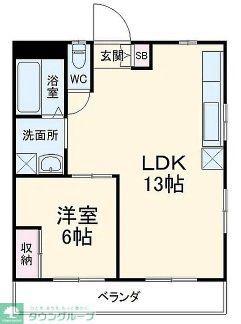 原西サンハイム(1LDK/2階)の間取り写真