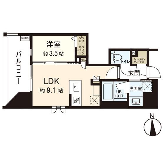 シーズンフラッツ仙台鉄砲町(1LDK/6階)の間取り写真