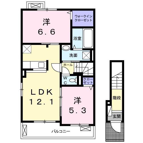 エクセレント平和台 V(2LDK/2階)の間取り写真