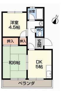霞ヶ丘関西マンション(2DK/2階)の間取り写真