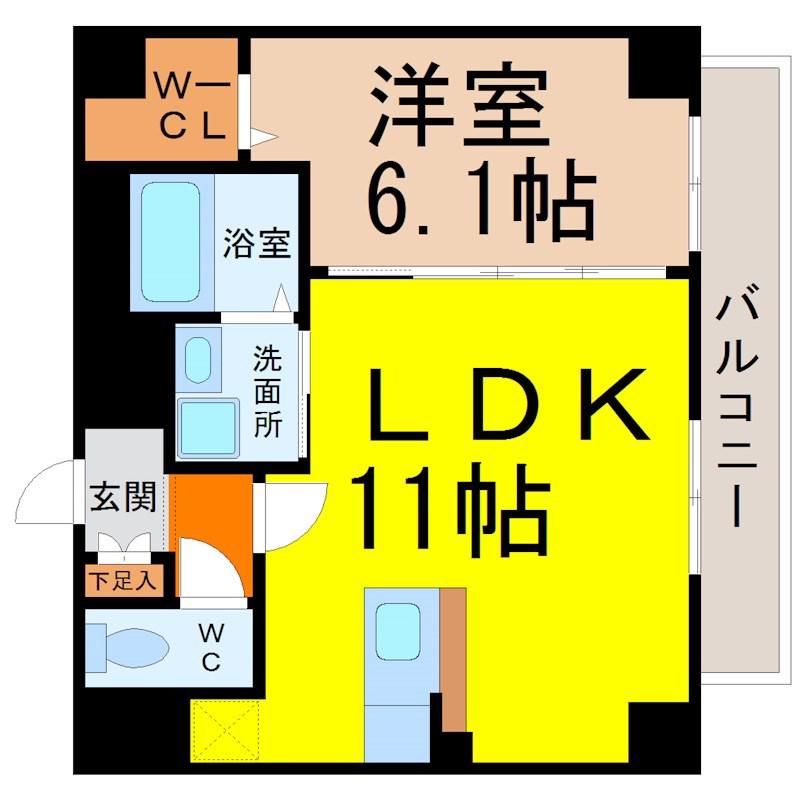 アースヒル東白壁(1LDK/4階)の間取り写真
