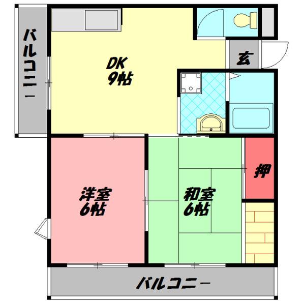 ハイム21(2DK/4階)の間取り写真