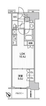 WORVE横浜伊勢佐木町(1LDK/4階)の間取り写真