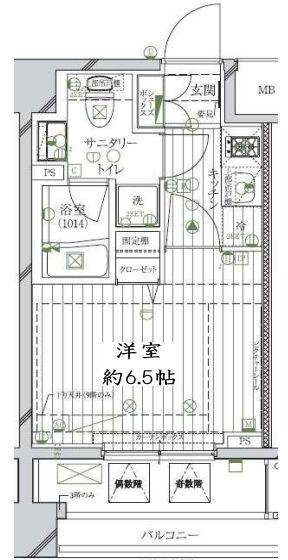 レガリス品川南大井パークサイド(1K/3階)の間取り写真