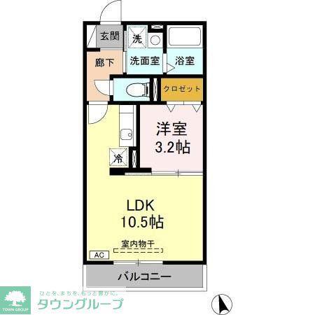 セゾントレビナ(1LDK/3階)の間取り写真