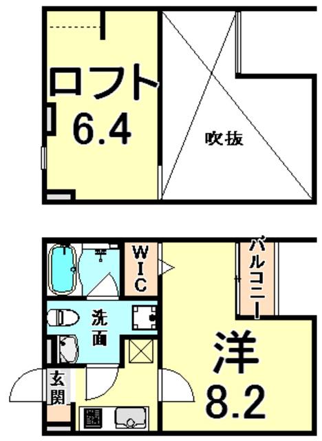 ミークージーエ汐町(1K/2階)の間取り写真