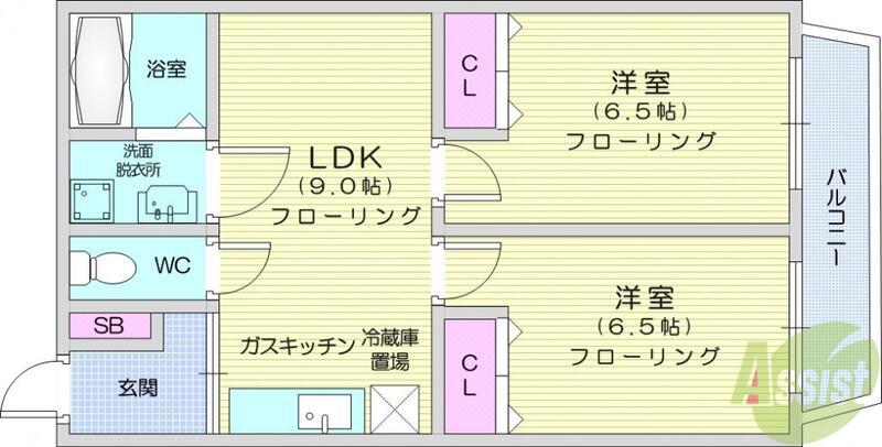 第二及川コーポ(2LDK/1階)の間取り写真