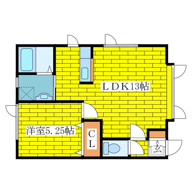 タイムズウインド北野(1LDK/1階)の間取り写真
