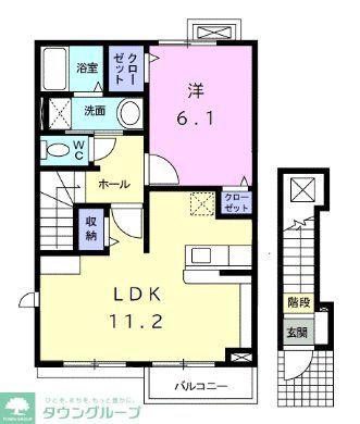 ガーデンプレイスⅠ(1LDK/2階)の間取り写真