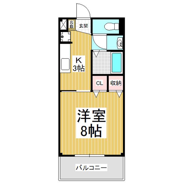 サープラス福岡(1K/2階)の間取り写真