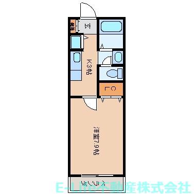 ロイヤルハイツ小峯(1K/2階)の間取り写真