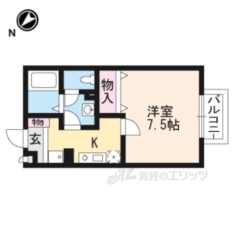 メルベーユFⅡ(1K/1階)の間取り写真