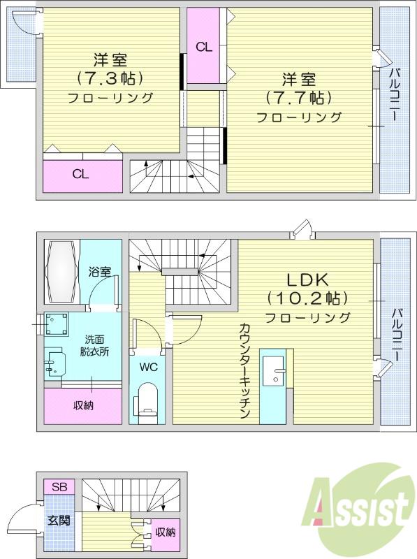 APT K 3(2LDK/2階)の間取り写真