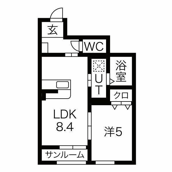 セレッソ袖野田(1LDK/1階)の間取り写真