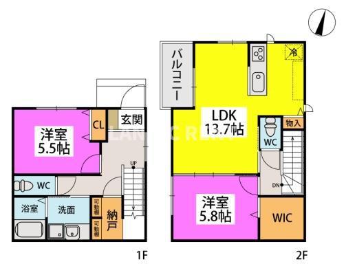 クリア吉塚II(2LDK/1階)の間取り写真