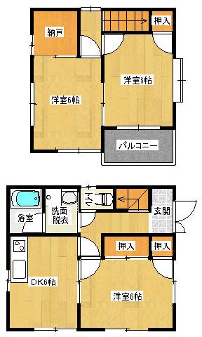 JR山陽本線 備後赤坂駅 徒歩22分 2階建 築30年(3SDK/1階)の間取り写真