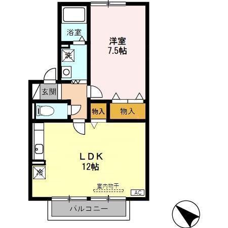 グランディール・アイ(1LDK/2階)の間取り写真
