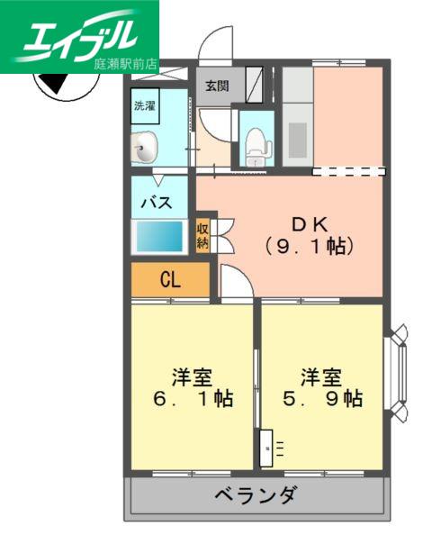 プロニティ T&S(2DK/2階)の間取り写真
