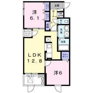アクヘドール(2LDK/1階)の間取り写真