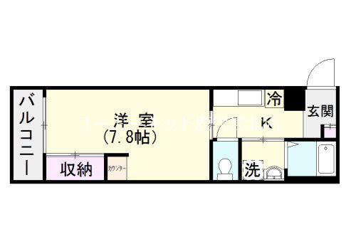 ローゼン下荒田(1K/3階)の間取り写真