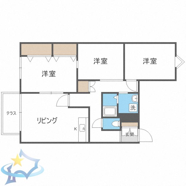 メゾン伏見(3LDK/3階)の間取り写真