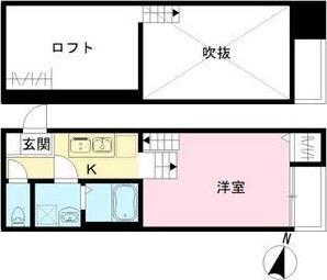 SERENO内田橋(1K/2階)の間取り写真