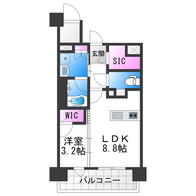 リビオ御堂筋あびこ(1LDK/11階)の間取り写真