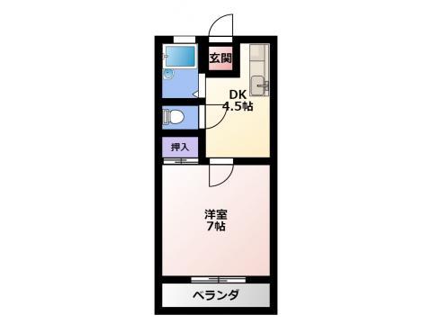 ハイツグランチャB(1DK/2階)の間取り写真