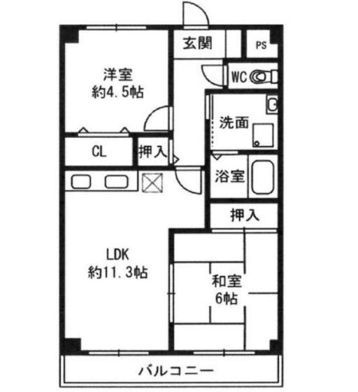 セントポーリア岸和田(2LDK/3階)の間取り写真