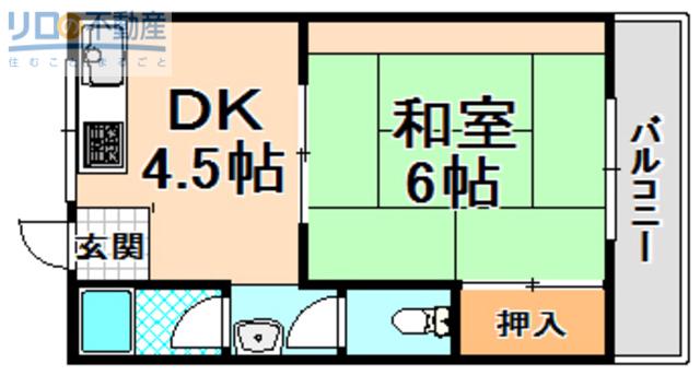 プラムハイツ(1DK/2階)の間取り写真