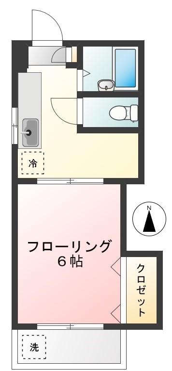 ハイツベルフラワー(1K/2階)の間取り写真