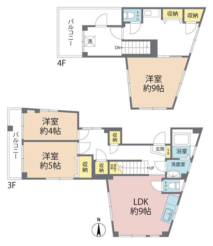 シンワビル(4LDK/3階)の間取り写真