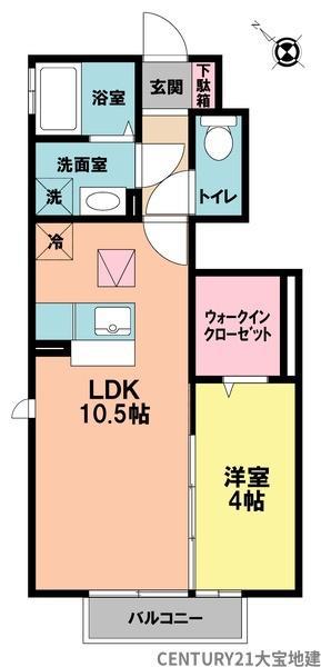 ボヌールヴィー(1LDK/1階)の間取り写真