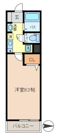 プランドール(1K/2階)の間取り写真