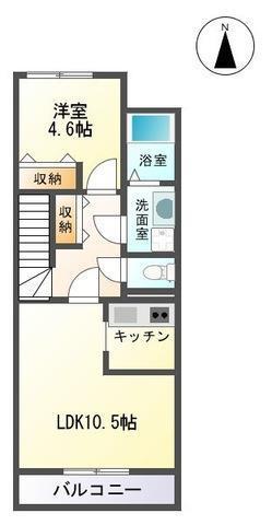 JR内房線 袖ケ浦駅 バス乗車時間:7分 最寄りバス停で下車 徒歩8分 2階建 築11年(1LDK/2階)の間取り写真