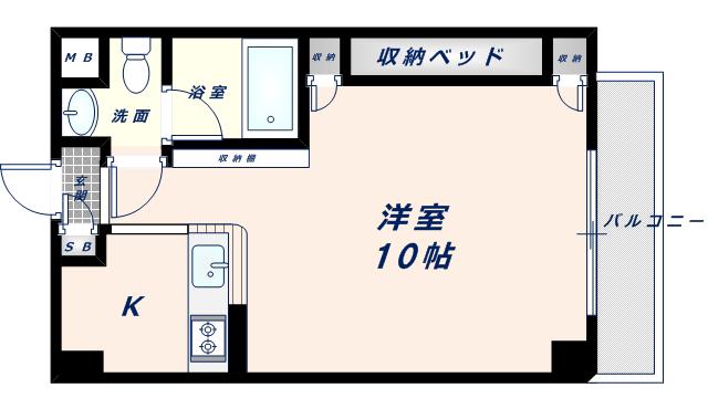 ボンボニエール(1K/5階)の間取り写真